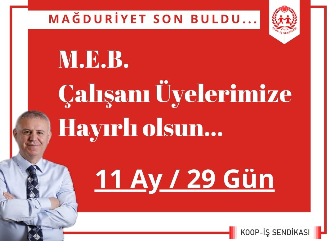 MEB’DE ÇALIŞAN ÜYELERİMİZE HAYIRLI OLSUN